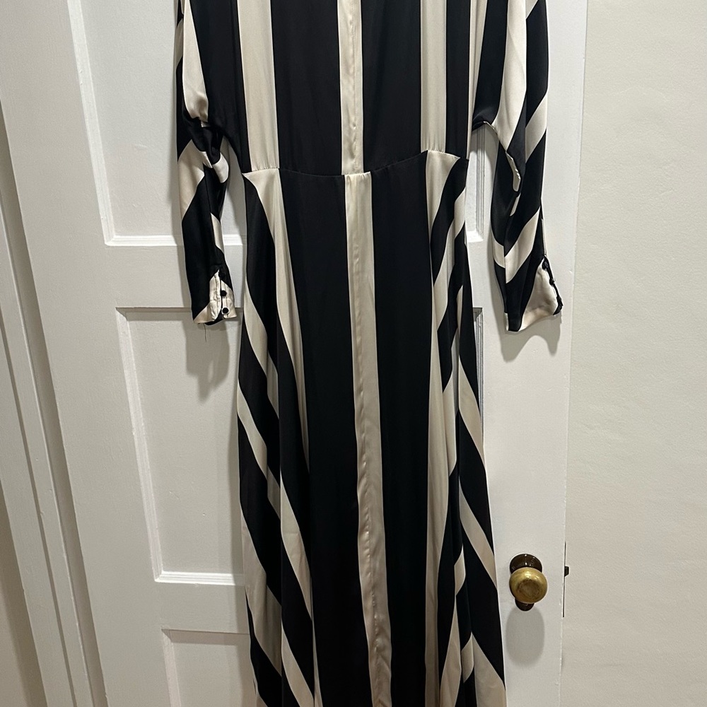 Zara Satin Effect Striped Dress - Large NWT - Picture 7 of 7